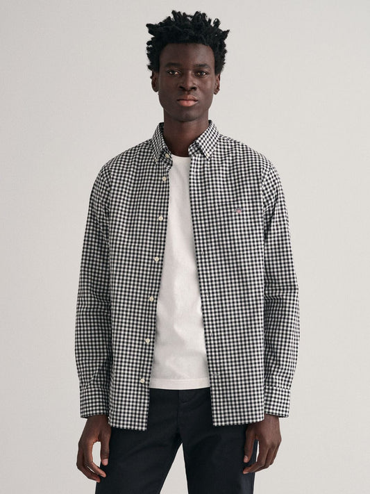 Gant Men Black Check Collar Shirt