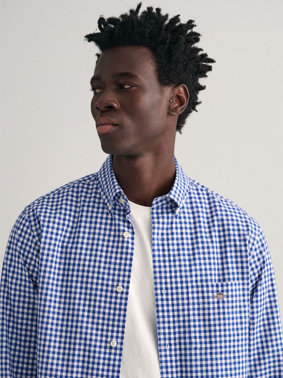 Gant Men Blue Check Collar Shirt