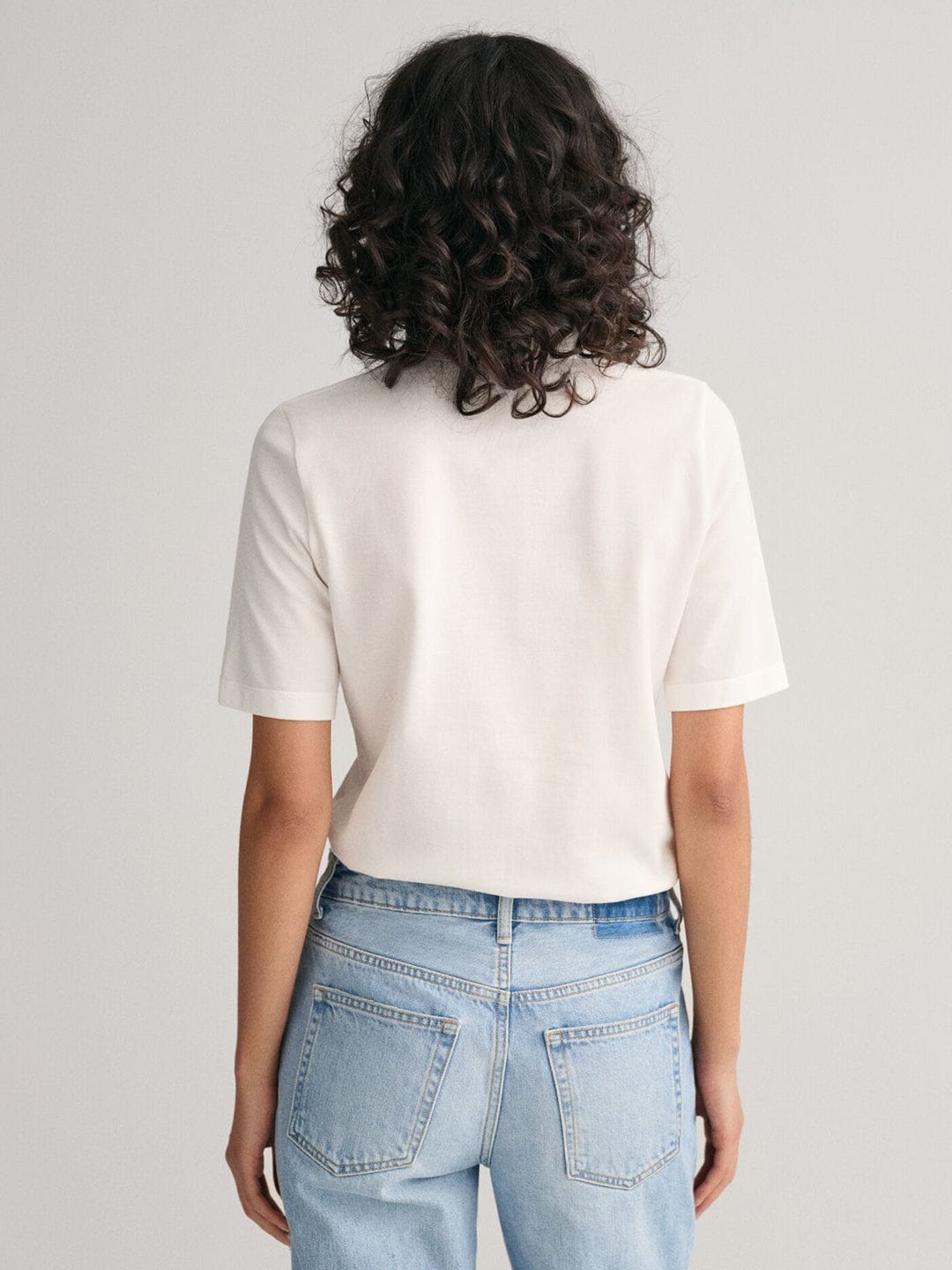 Gant Women White Solid Polo Tshirt