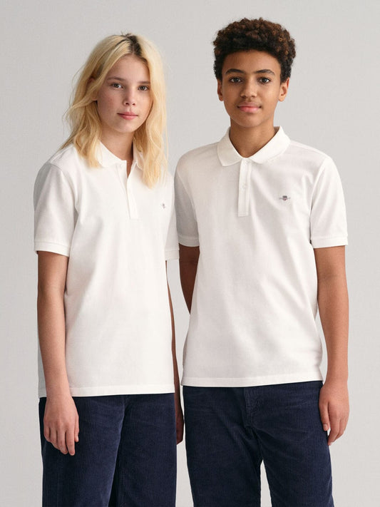 Gant Kids White Solid Polo Tshirt