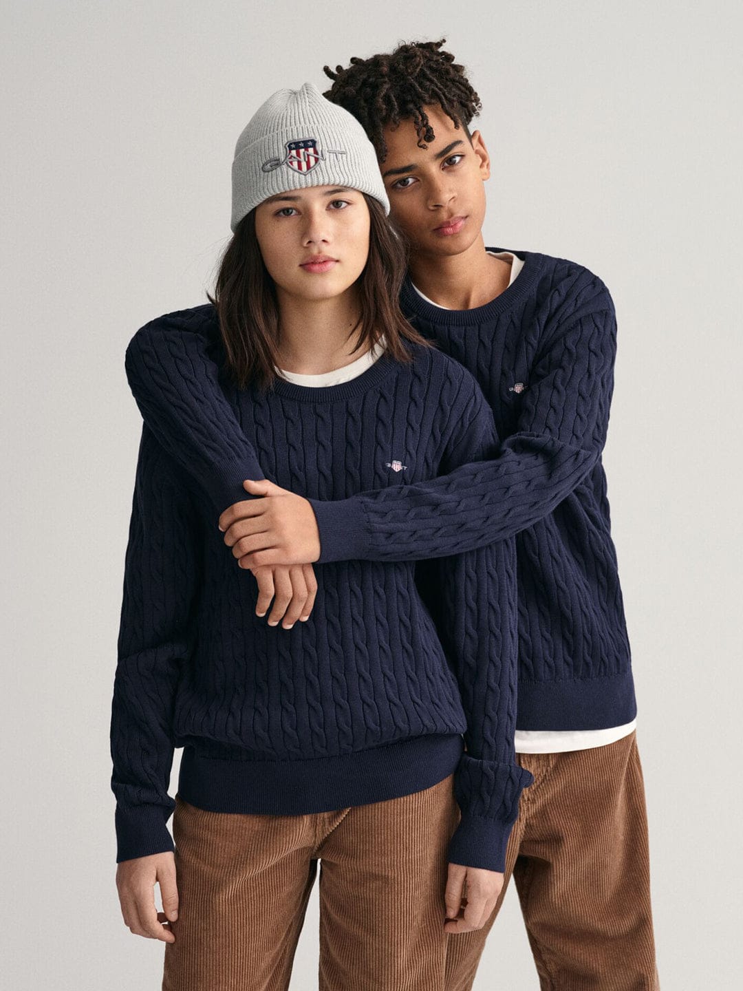 Gant Kids Blue Solid Round Neck Sweater