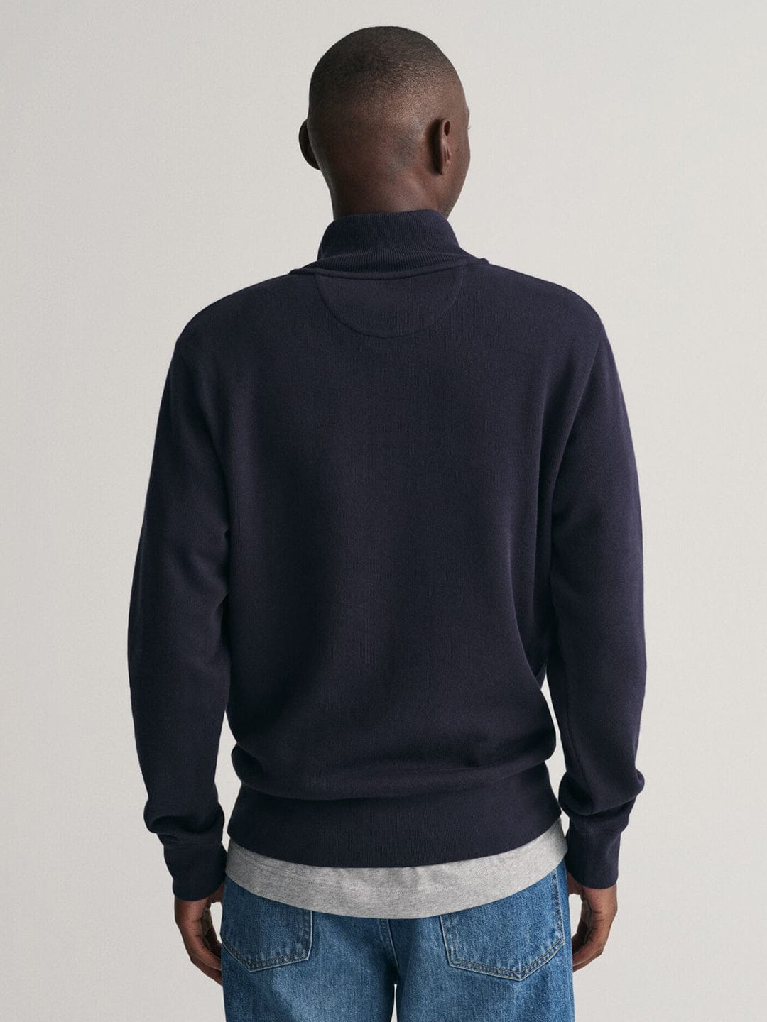 Gant Men Blue Solid Half Zip Sweatshirt