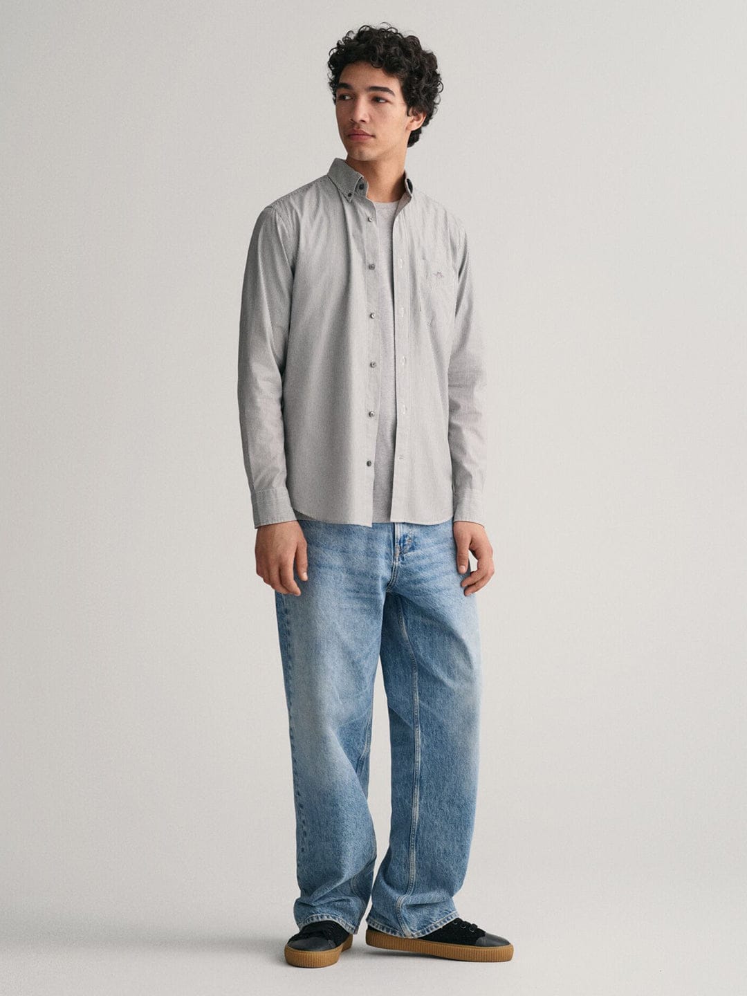 Gant Men Black Striped Collar Shirt