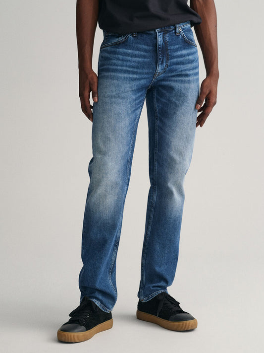 Gant Men Blue Regular Fit Washed Jeans