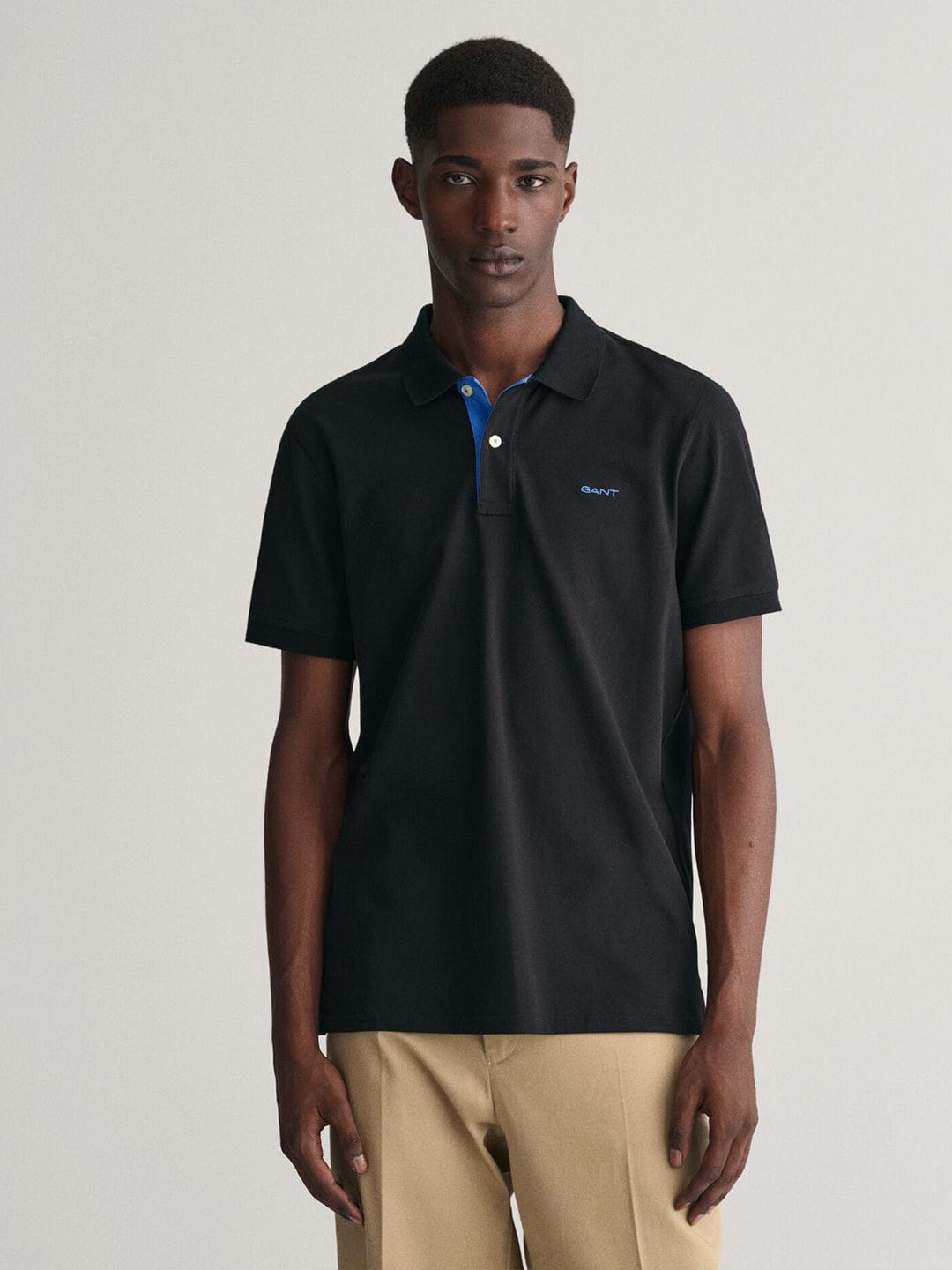 Gant Men Black Solid Polo Tshirt