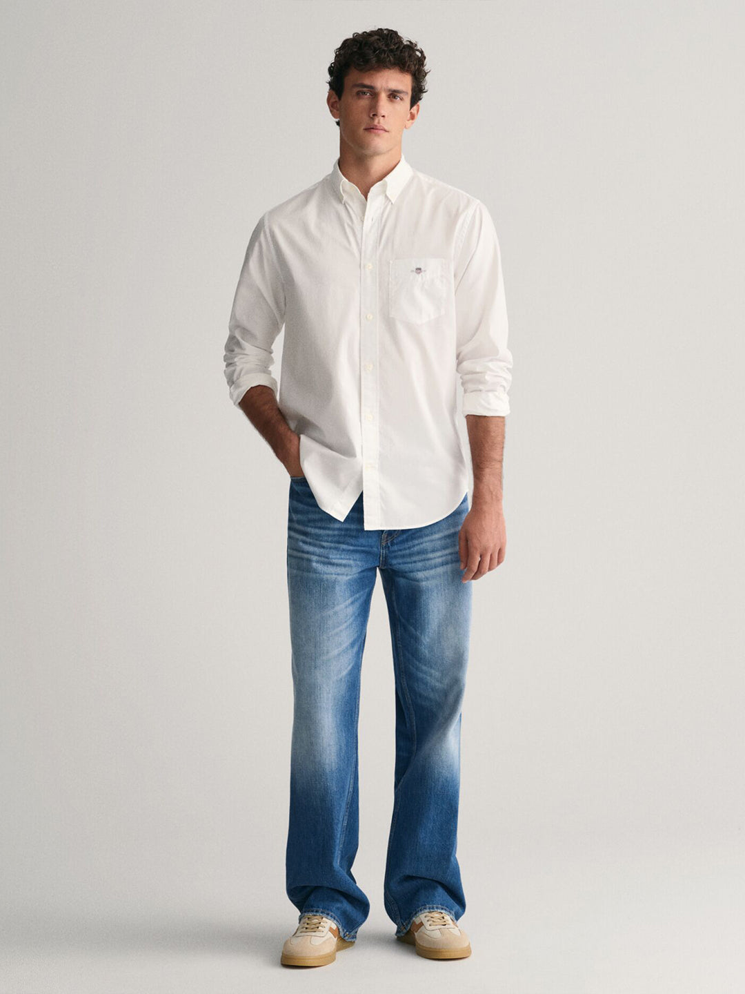 Gant Men White Solid Collar Shirt