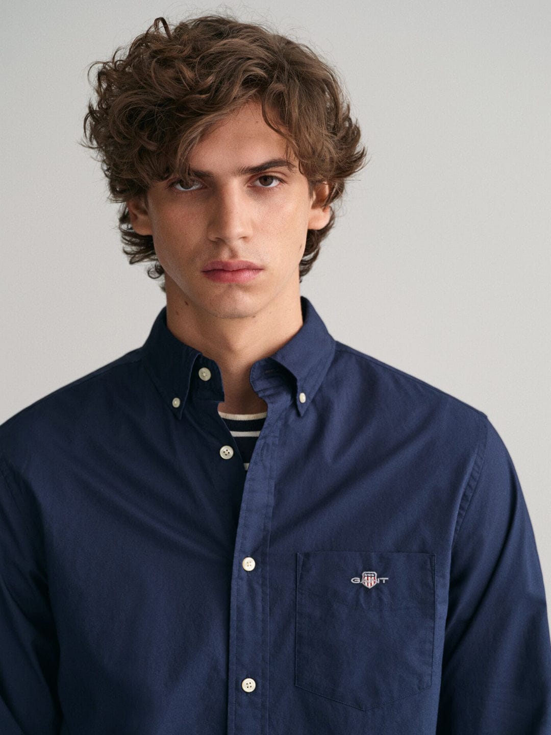 Gant Men Blue Solid Collar Shirt