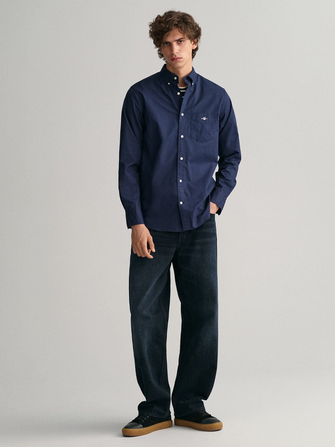 Gant Men Blue Solid Collar Shirt