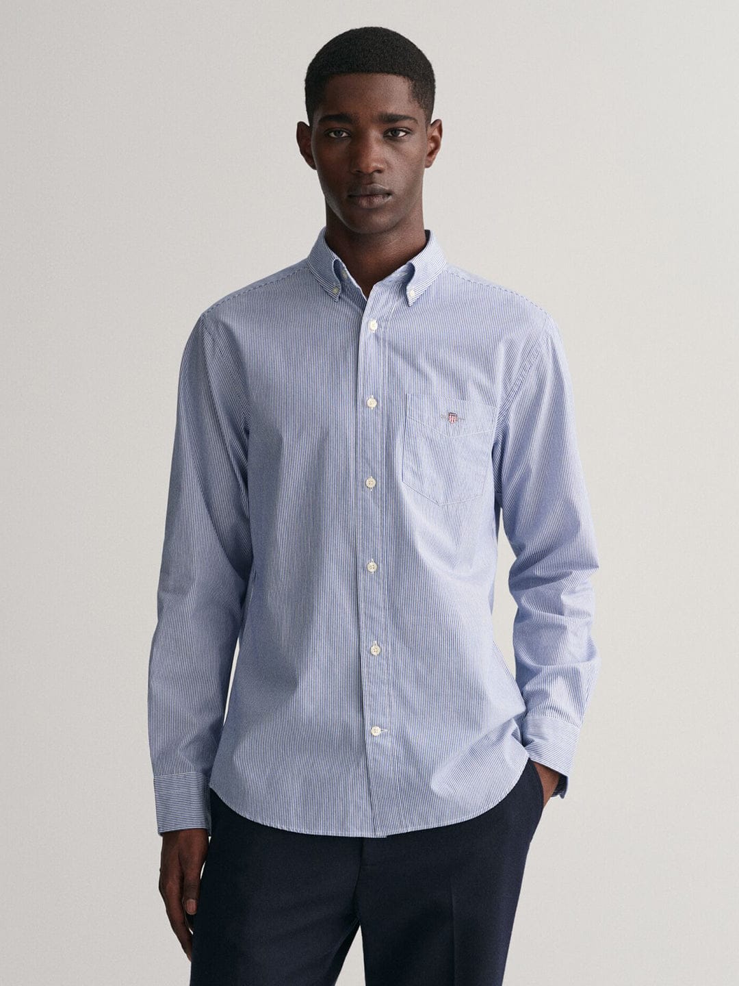 Gant Men Blue Striped Collar Shirt
