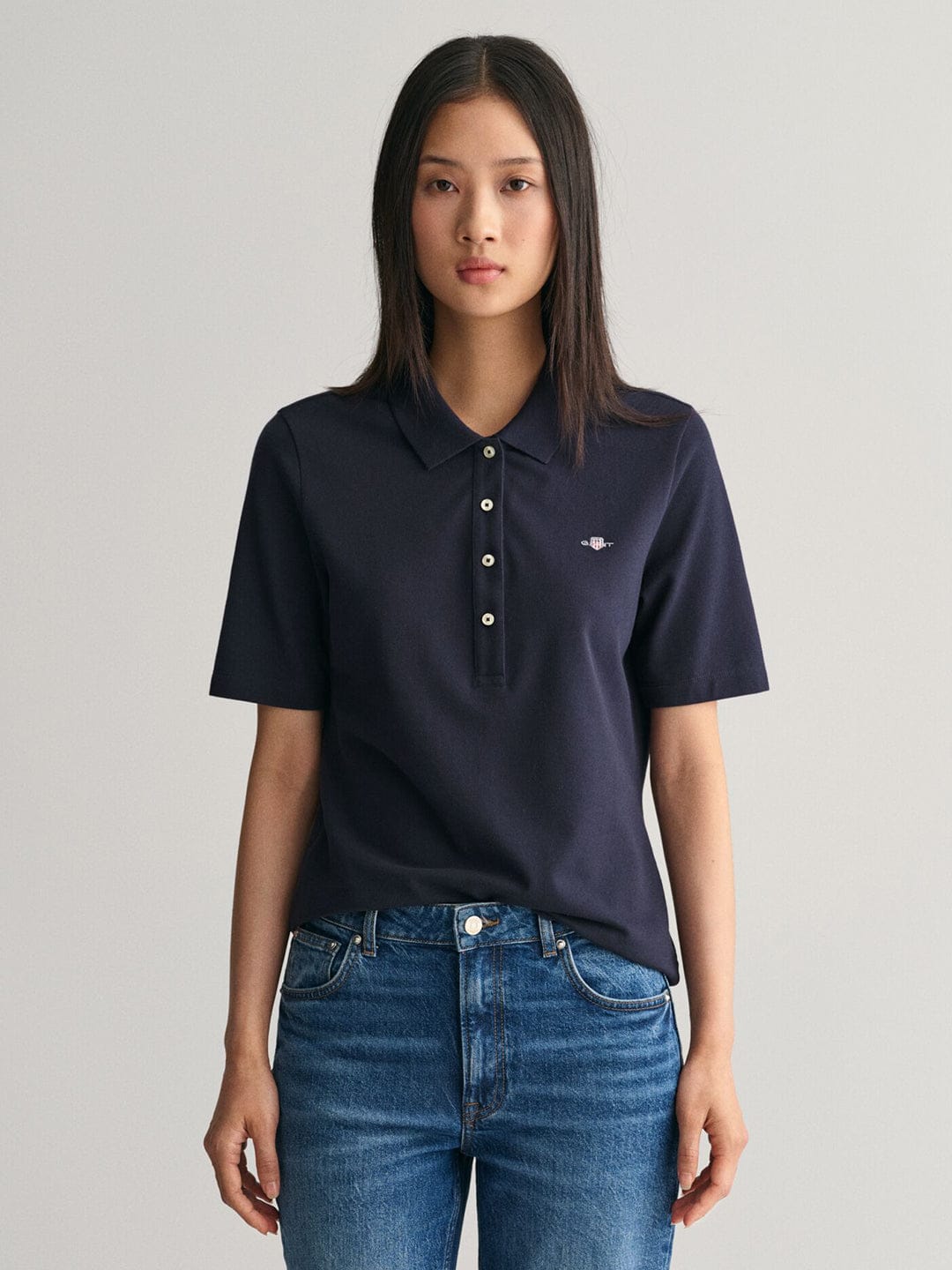 Gant Women Blue Solid Polo Tshirt