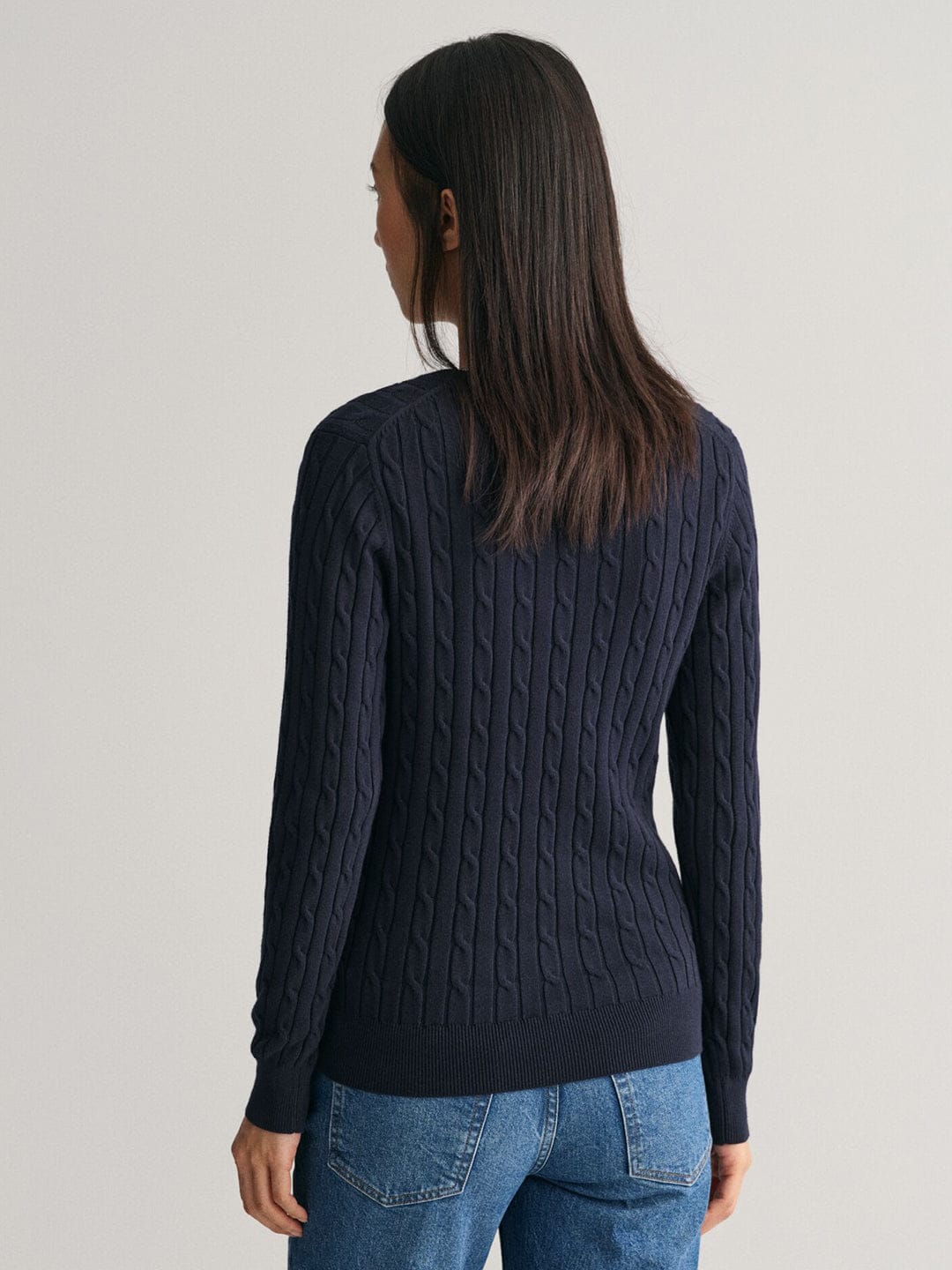 Gant Women Blue Solid V-Neck Sweater