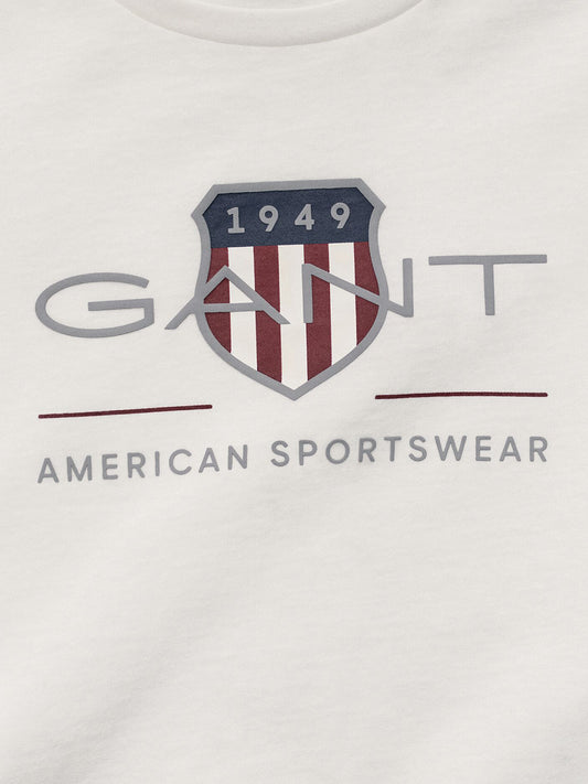 Gant Kids White Graphic Round Neck Tshirt