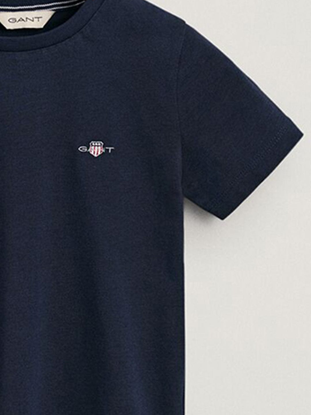 Gant Boys Blue Solid Round Neck Tshirt