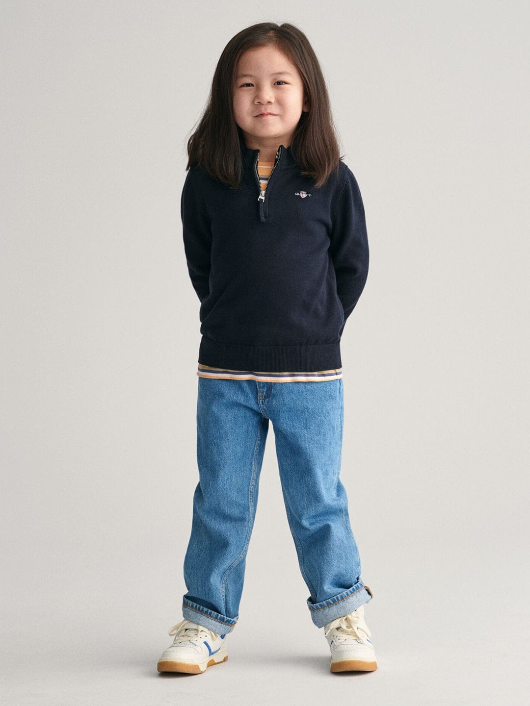 Gant Kids Blue Solid Round Neck Sweatshirt