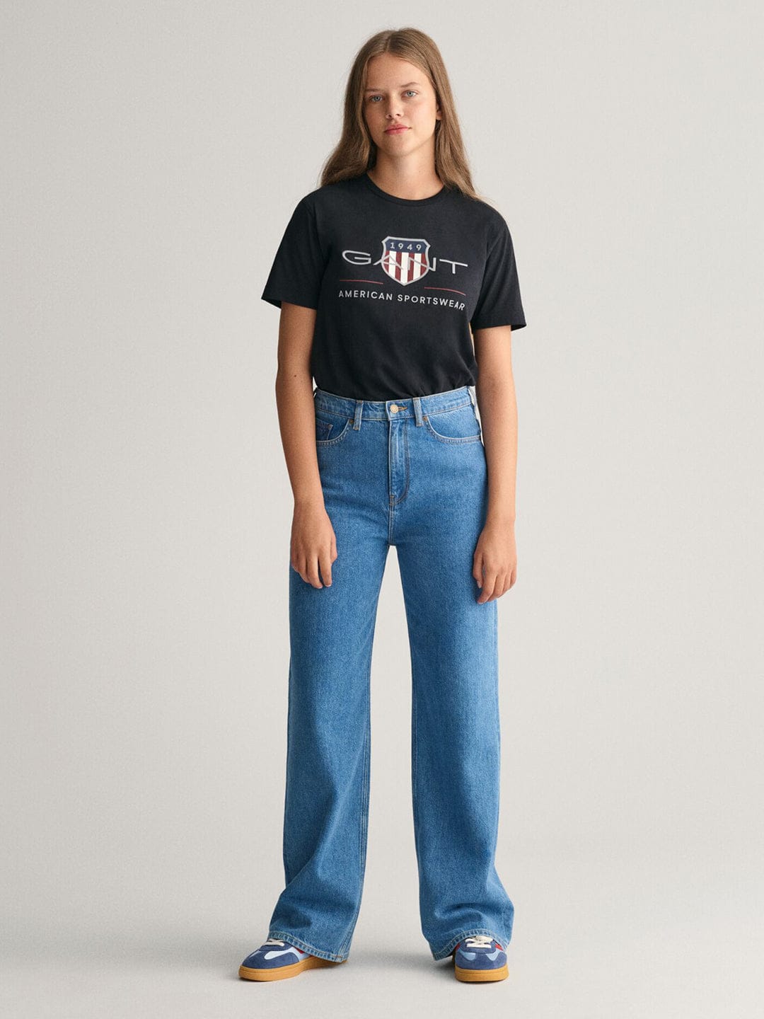 Gant Kids Black Graphic Round Neck Tshirt