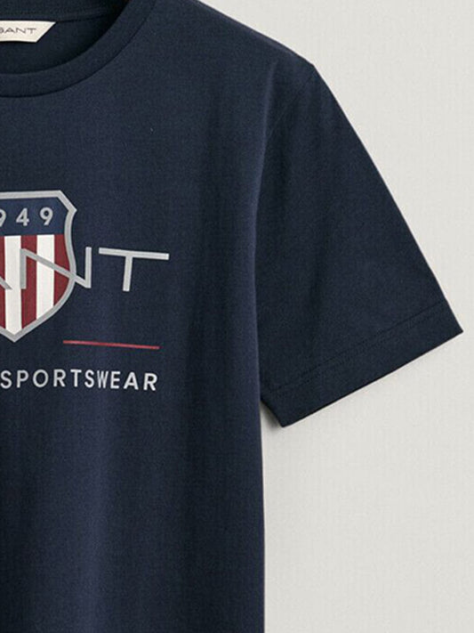 Gant Boys Blue Graphic Round Neck Tshirt