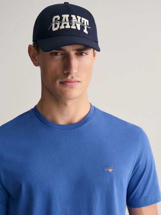 Gant Men Blue Solid Crew Neck Tshirt