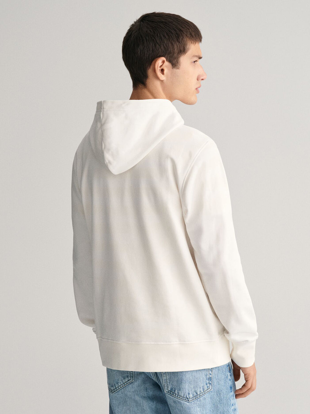 Gant Men Off White Solid Hooded Long Sleeves Sweatshirt