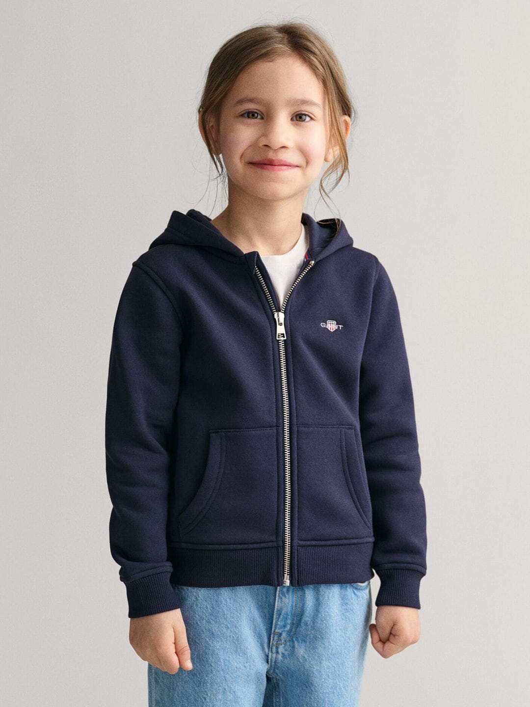 Gant Kids Blue Solid Hood Sweatshirt