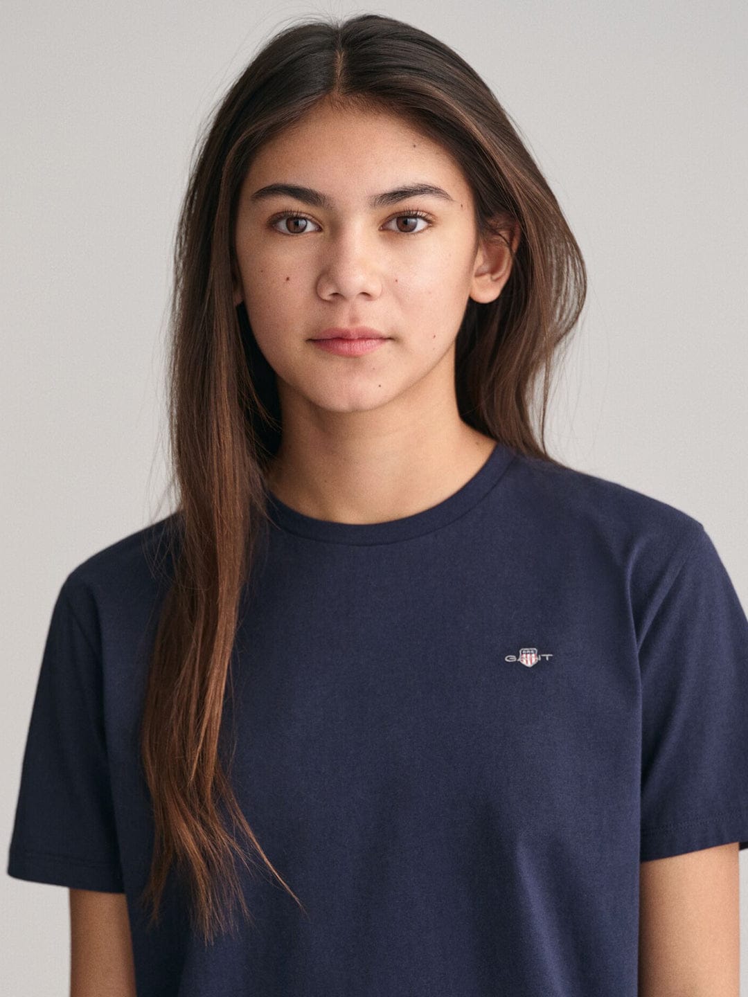 Gant Kids Blue Solid Round Neck Tshirt