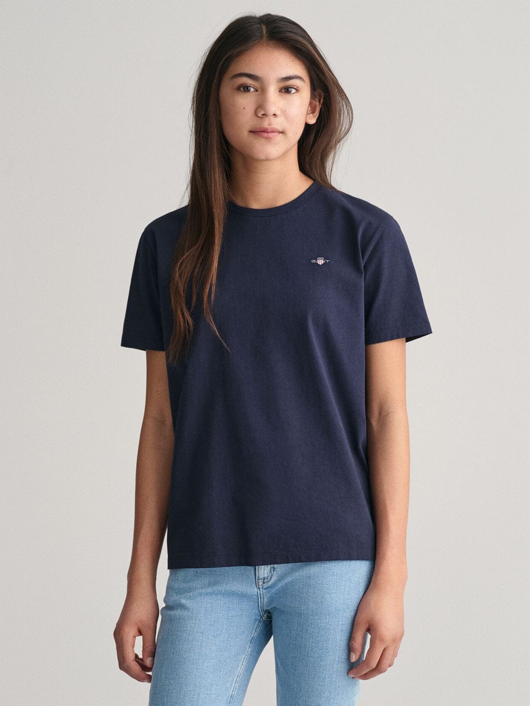 Gant Kids Blue Solid Round Neck Tshirt