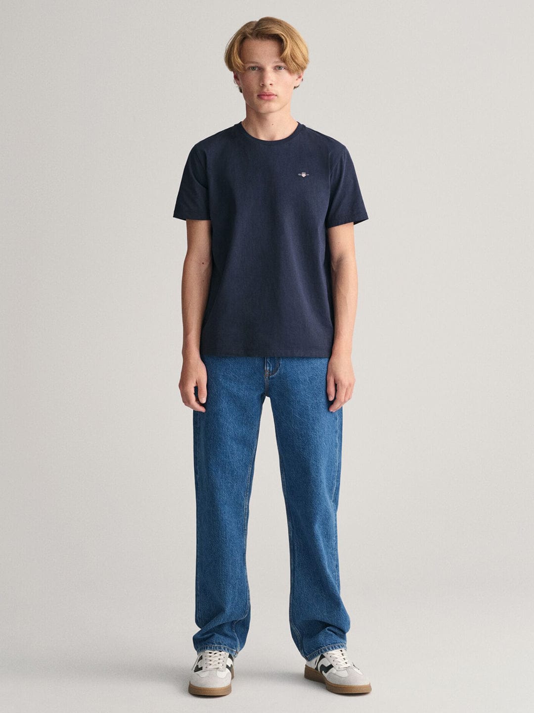 Gant Kids Blue Solid Round Neck Tshirt