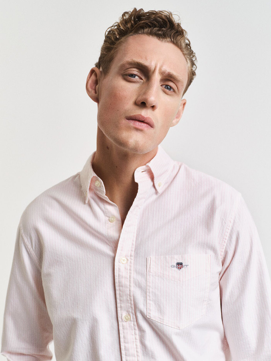 Gant Men Pink Striped Collar Shirt