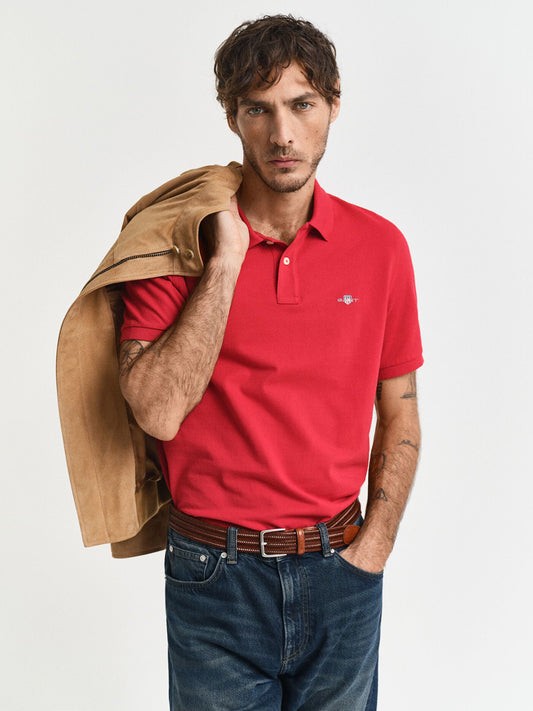 Gant Men Red Solid Polo Tshirt