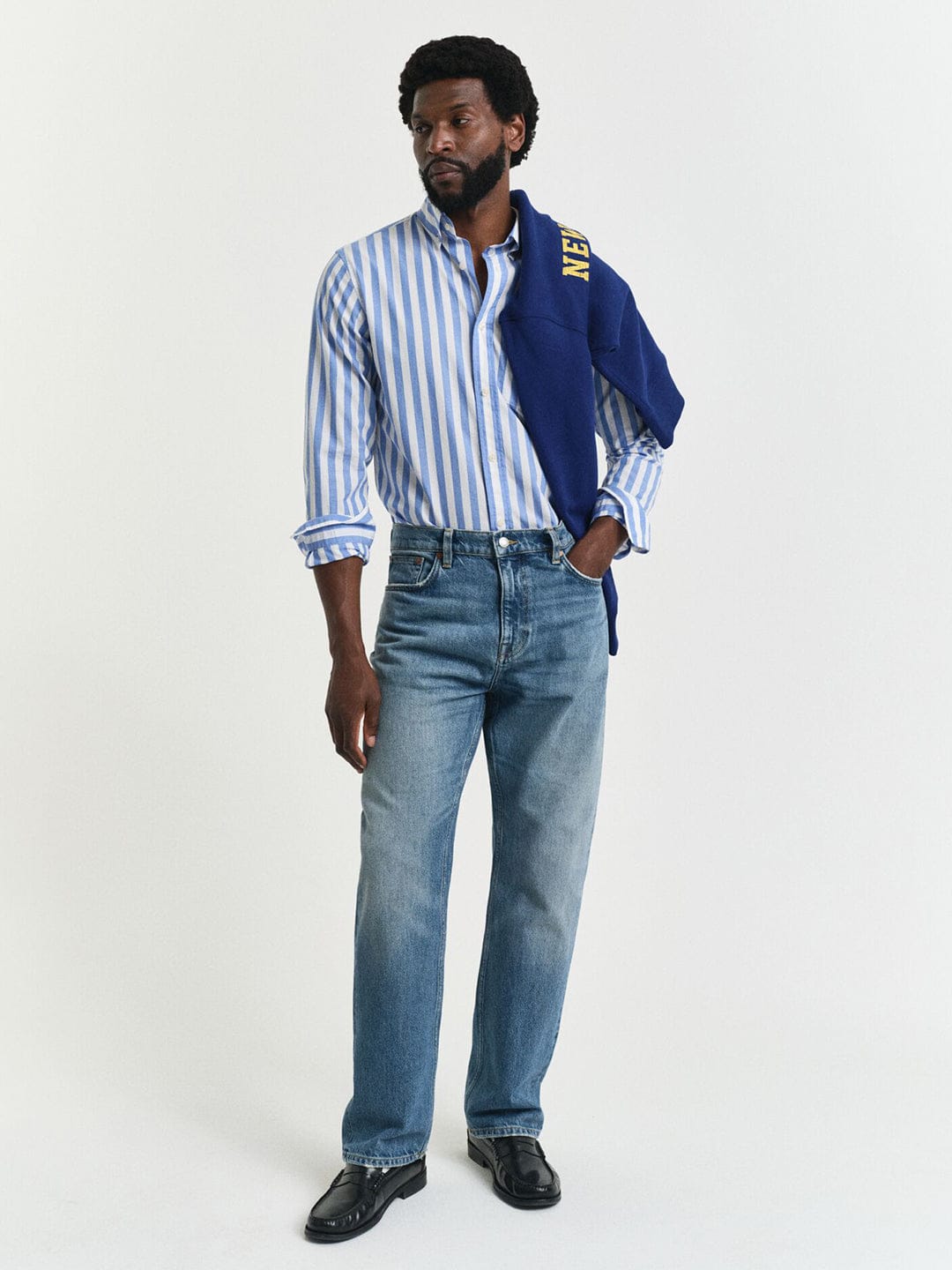 Gant Men Blue Striped Collar Shirt