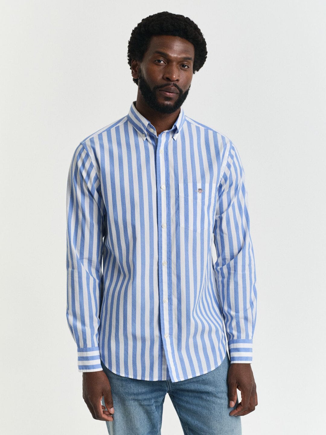 Gant Men Blue Striped Collar Shirt
