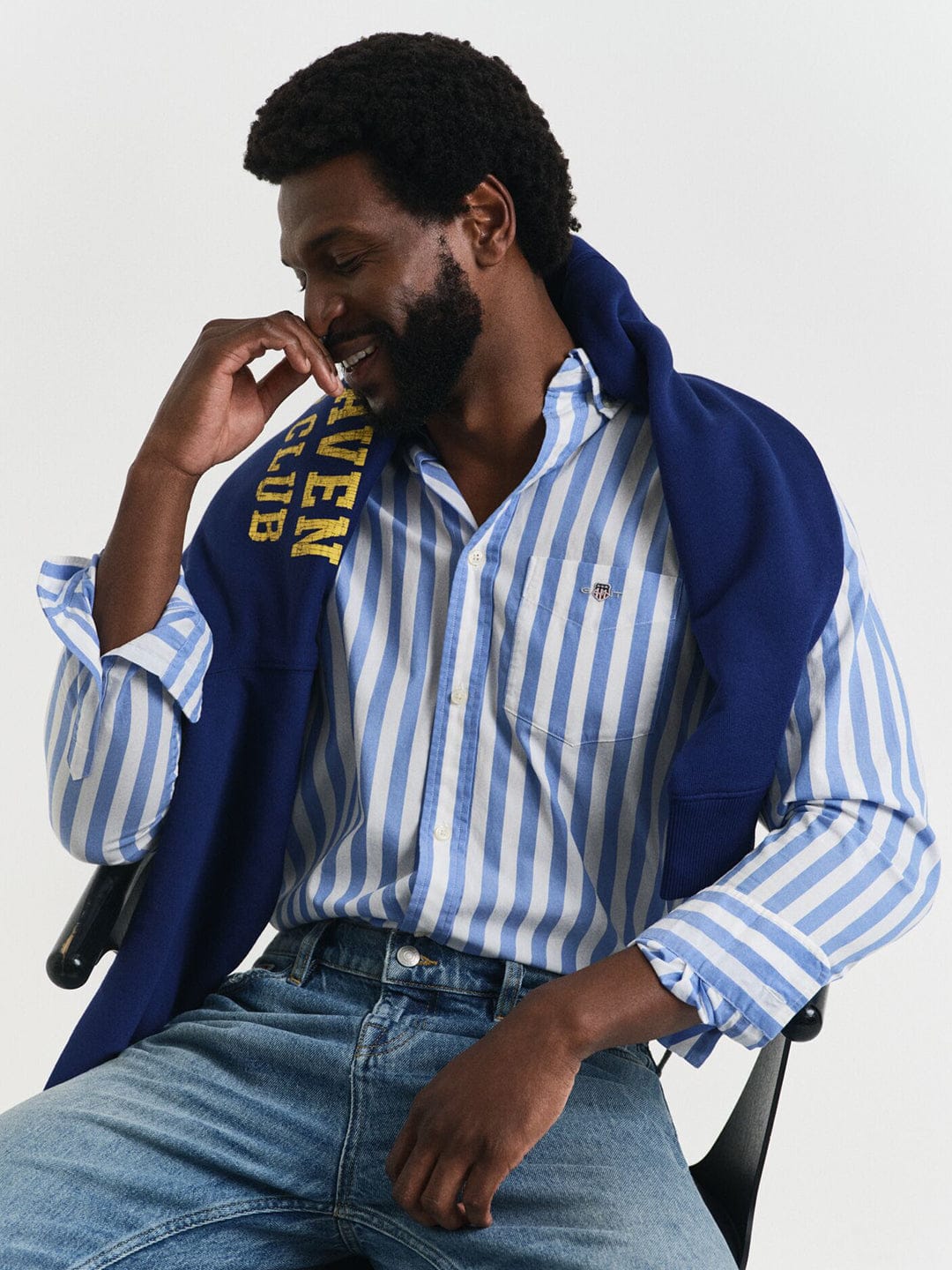 Gant Men Blue Striped Collar Shirt