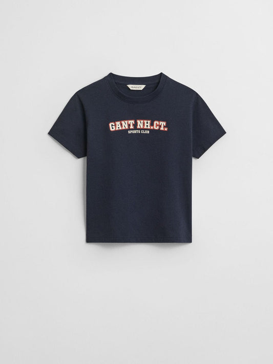 Gant Boys Blue Graphic Round Neck Tshirt