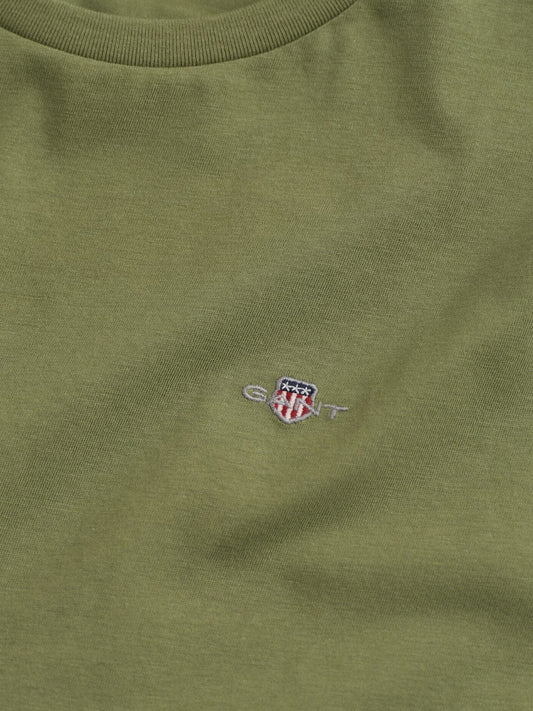 Gant Boys Green Solid Round Neck Tshirt