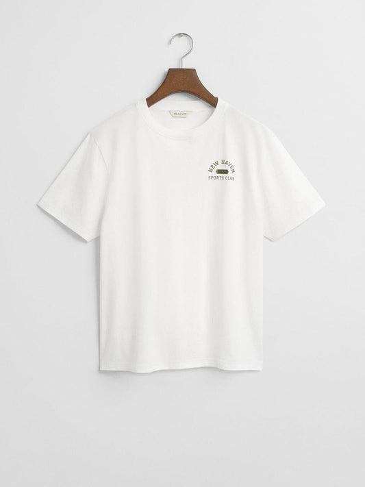 Gant Boys White Graphic Round Neck Tshirt