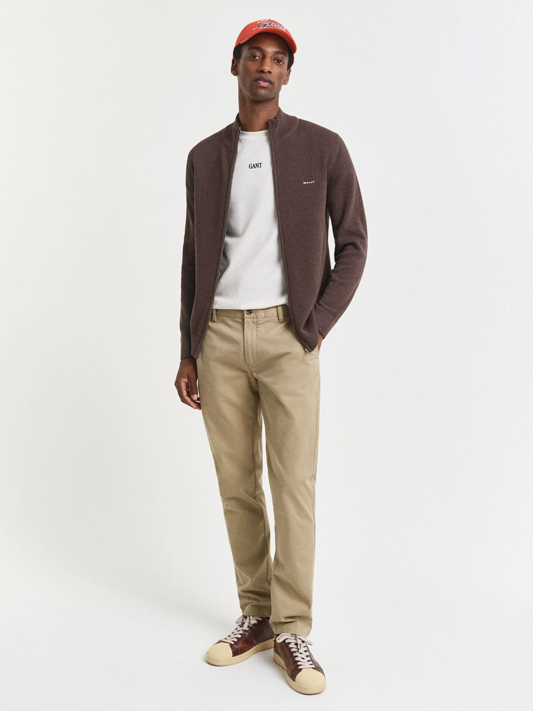 Gant Men Khaki Slim Fit Solid Trouser