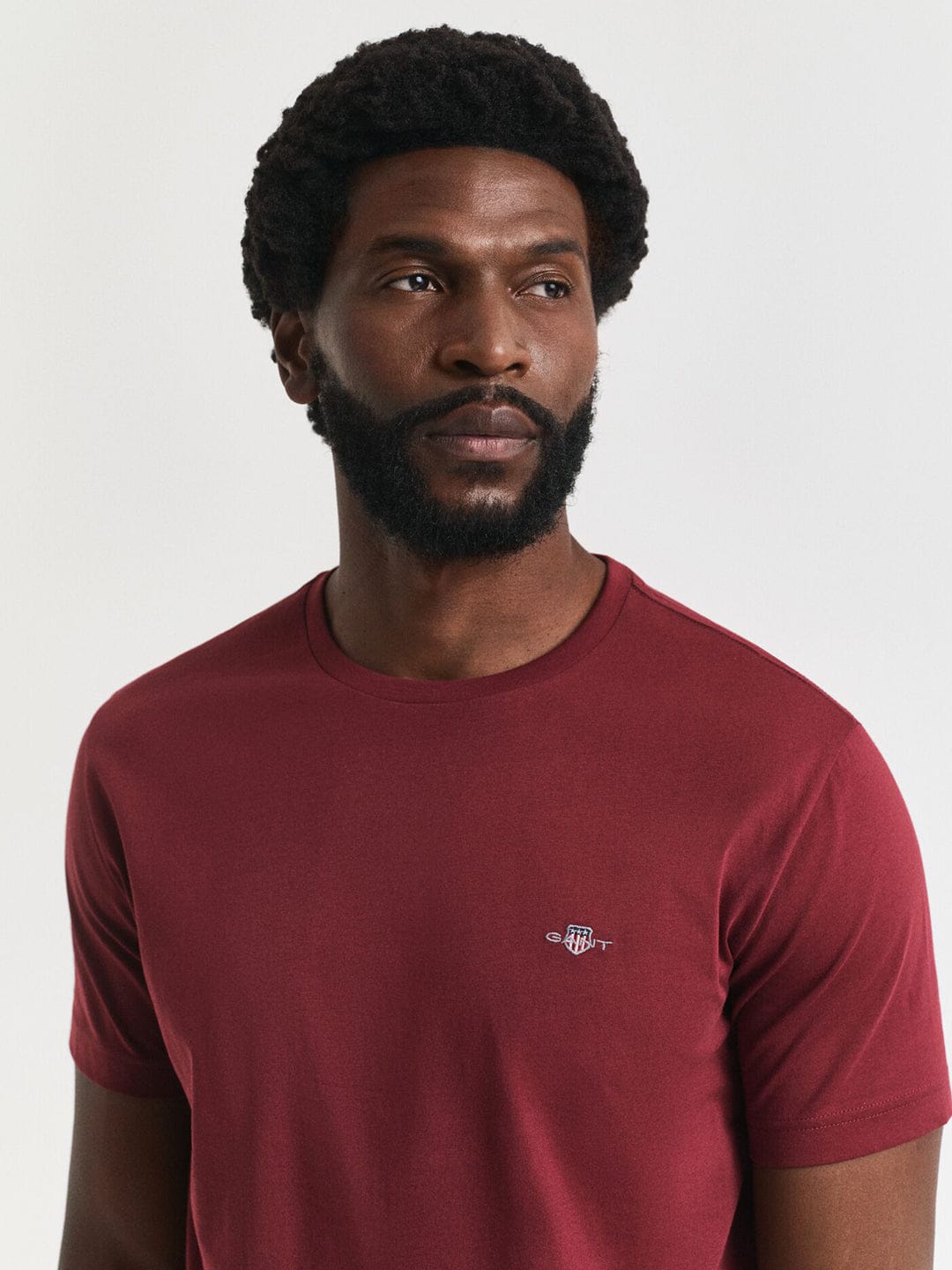 Gant Men Red Solid Crew Neck Tshirt
