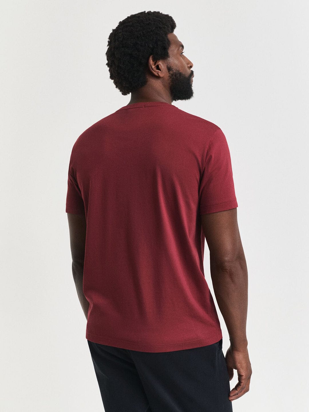 Gant Men Red Solid Crew Neck Tshirt
