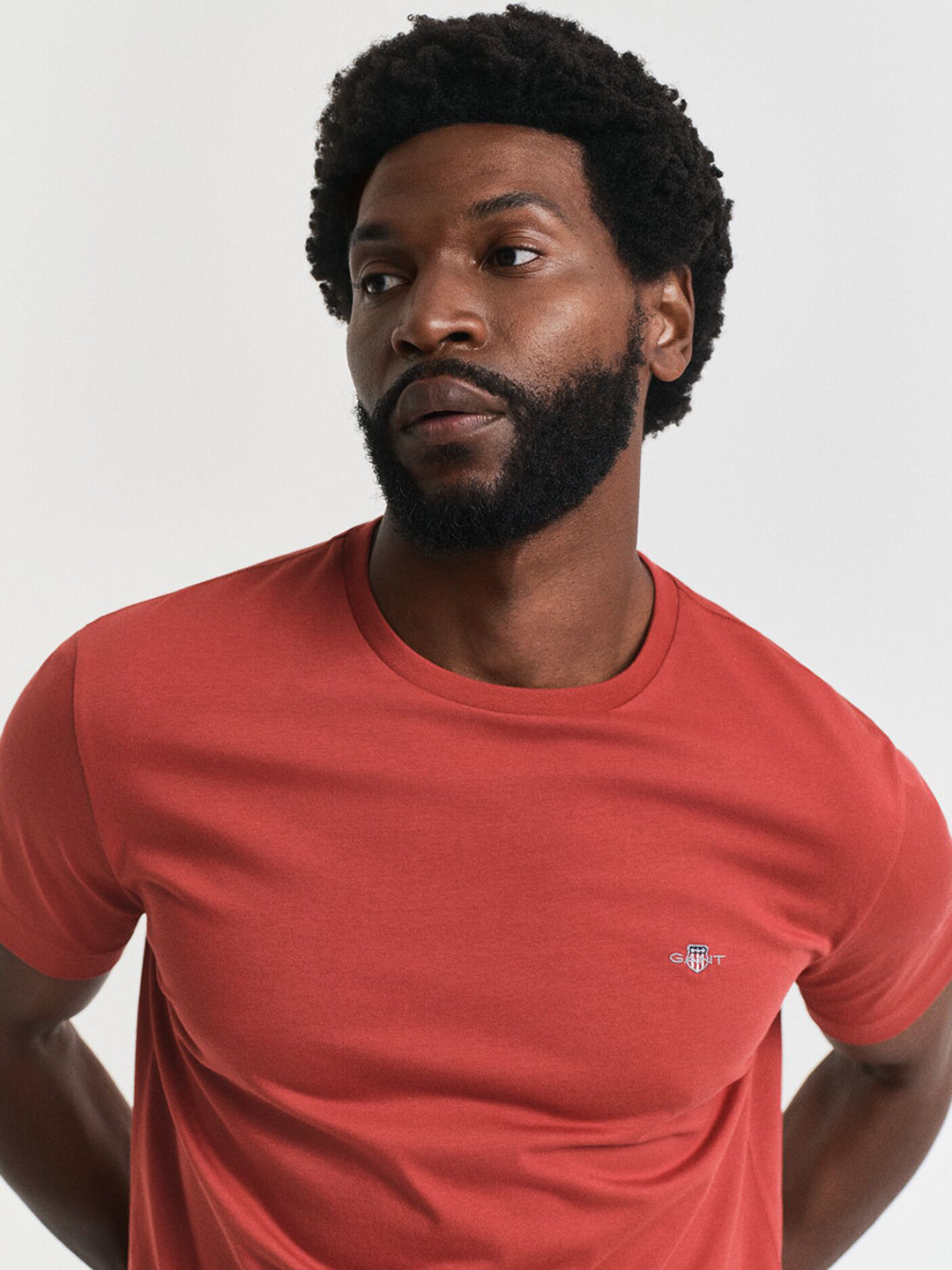 Gant Men Red Solid Crew Neck Tshirt