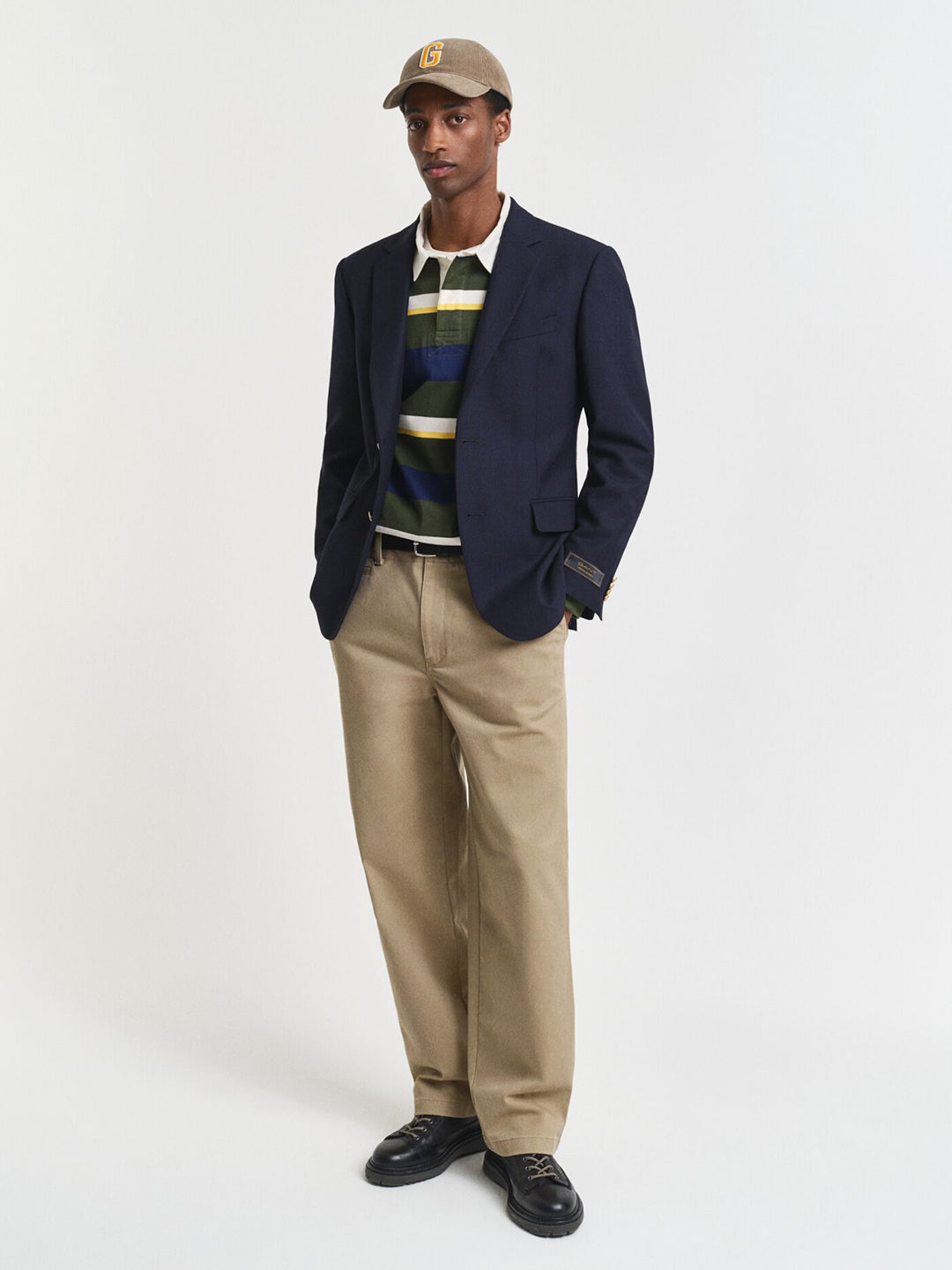 Gant Men Green Striped Polo Tshirt