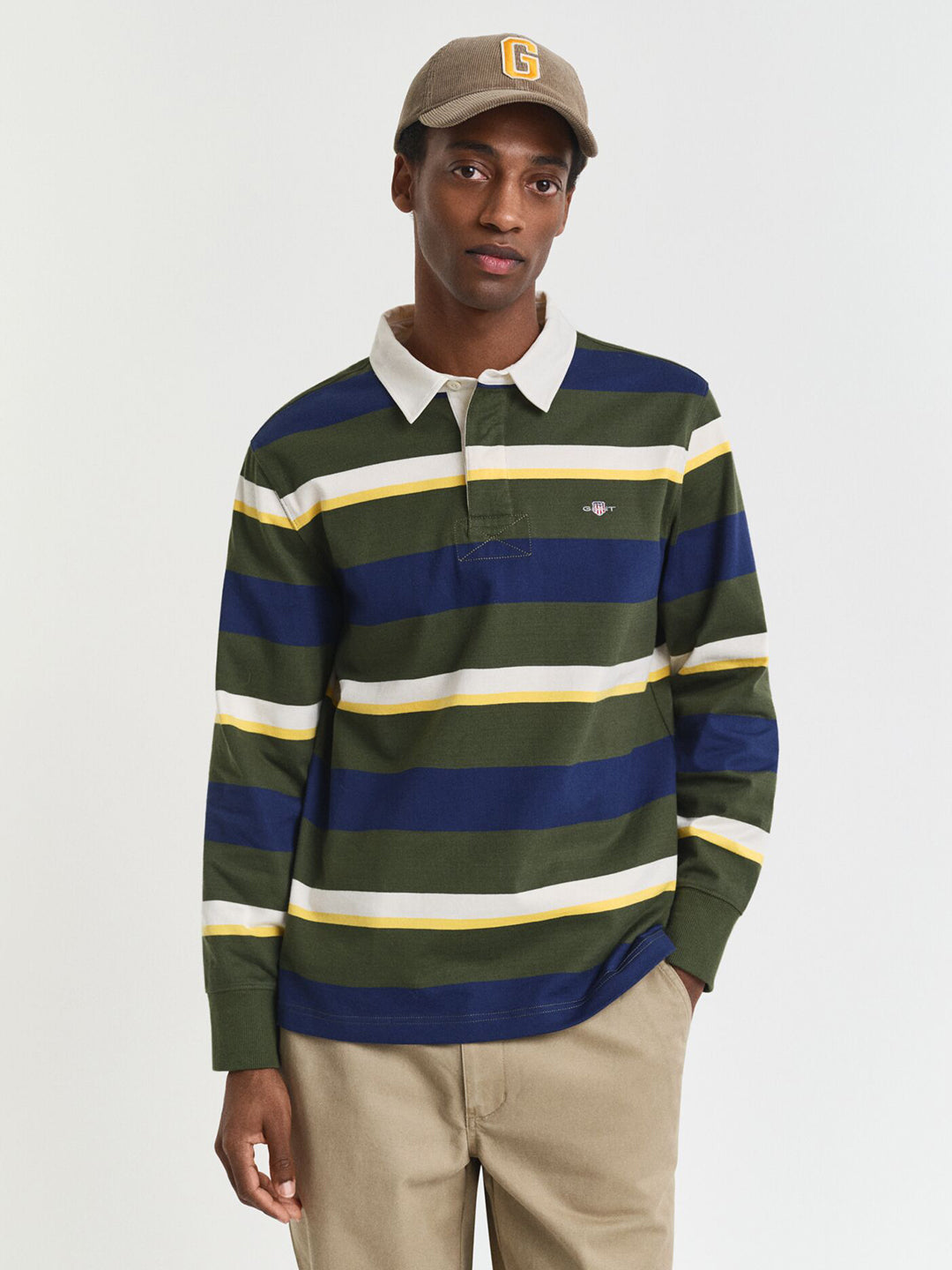 Gant Men Green Striped Polo Tshirt