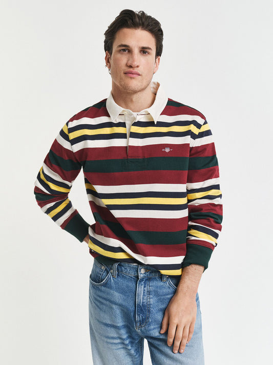 Gant Men Green Striped Polo Tshirt