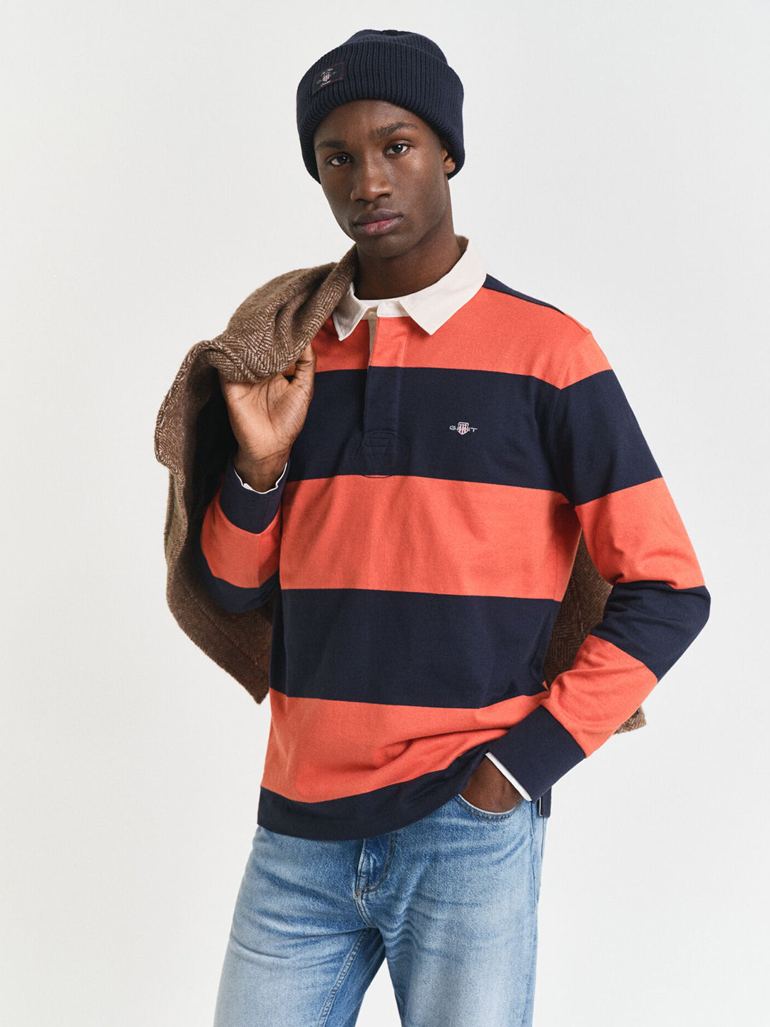 Gant Men Blue Striped Polo Tshirt