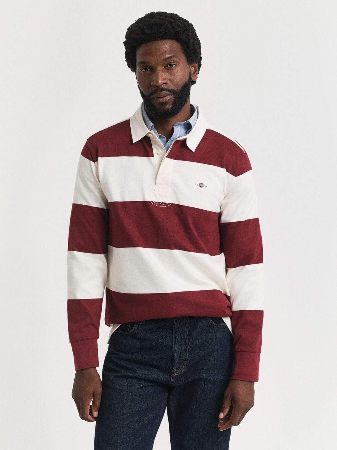 Gant Men Blue Striped Polo Tshirt