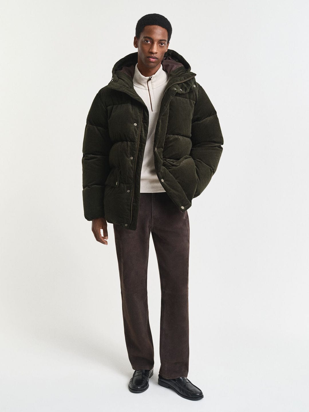 Gant Men Cream Solid Half Zip Sweatshirt