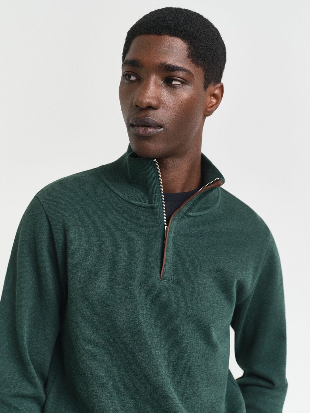 Gant Men Green Solid Half Zip Sweatshirt