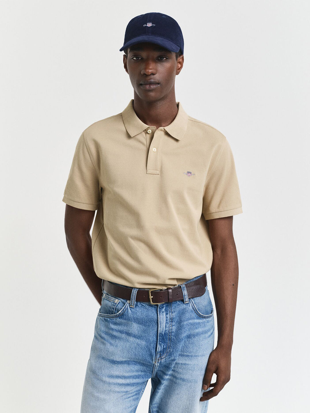 Gant Men Beige Solid Polo Tshirt