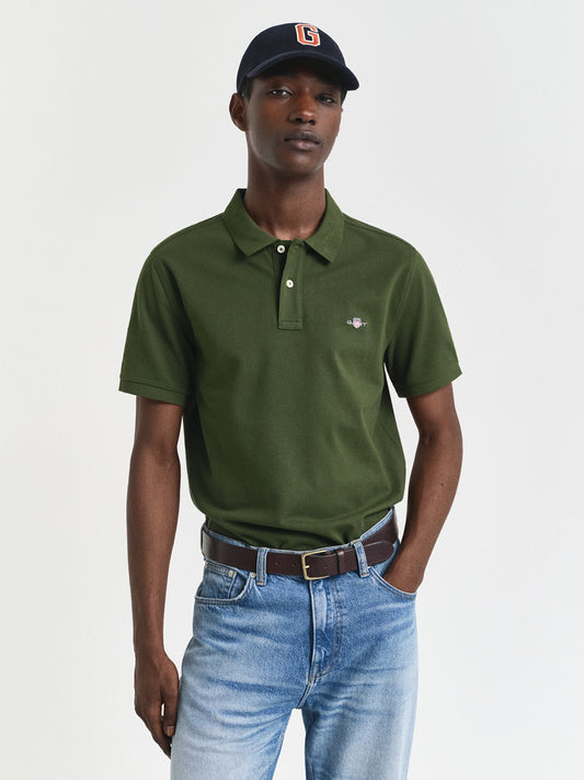 Gant Men Green Solid Polo Tshirt