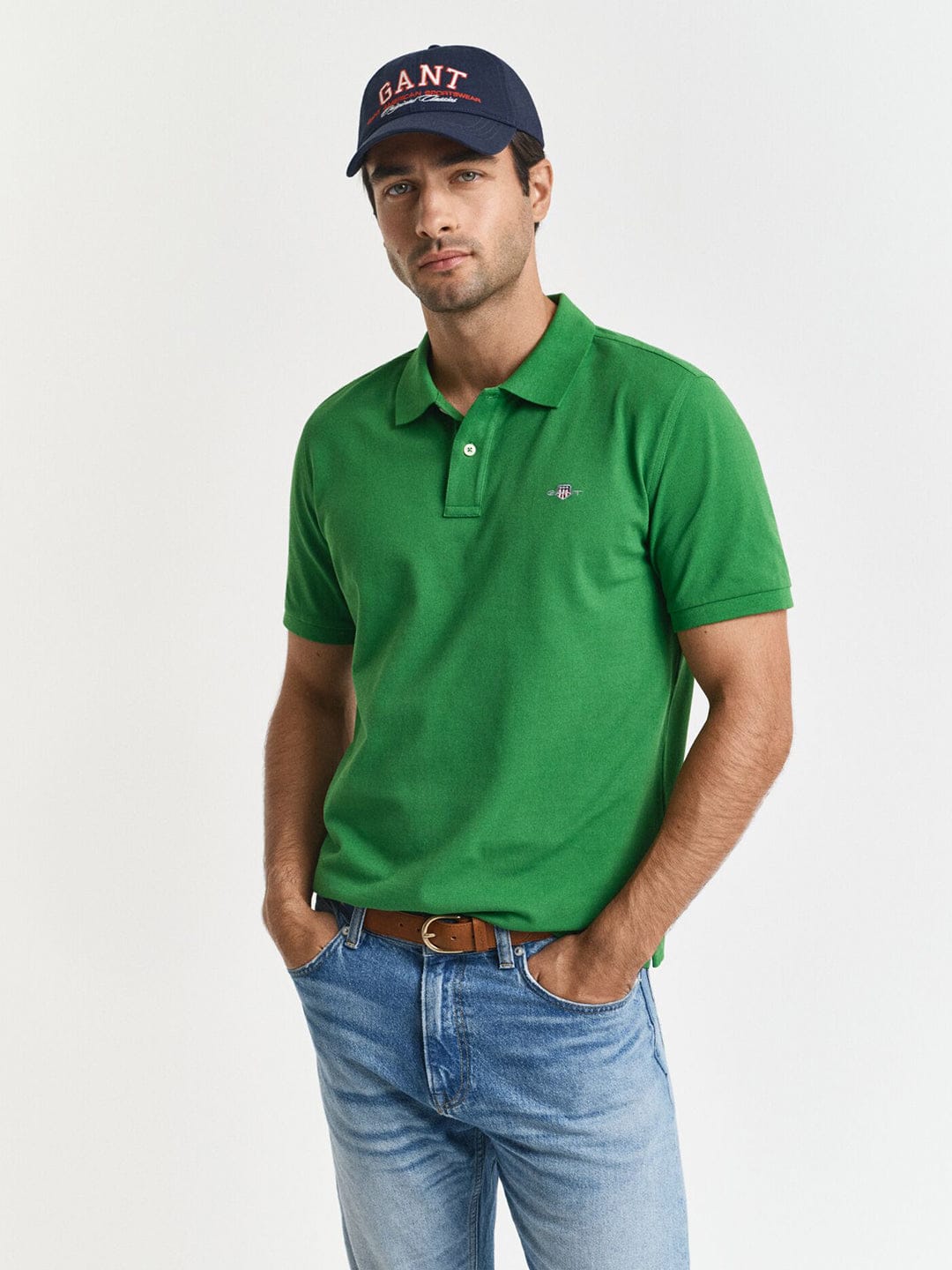 Gant Men Green Solid Polo Tshirt