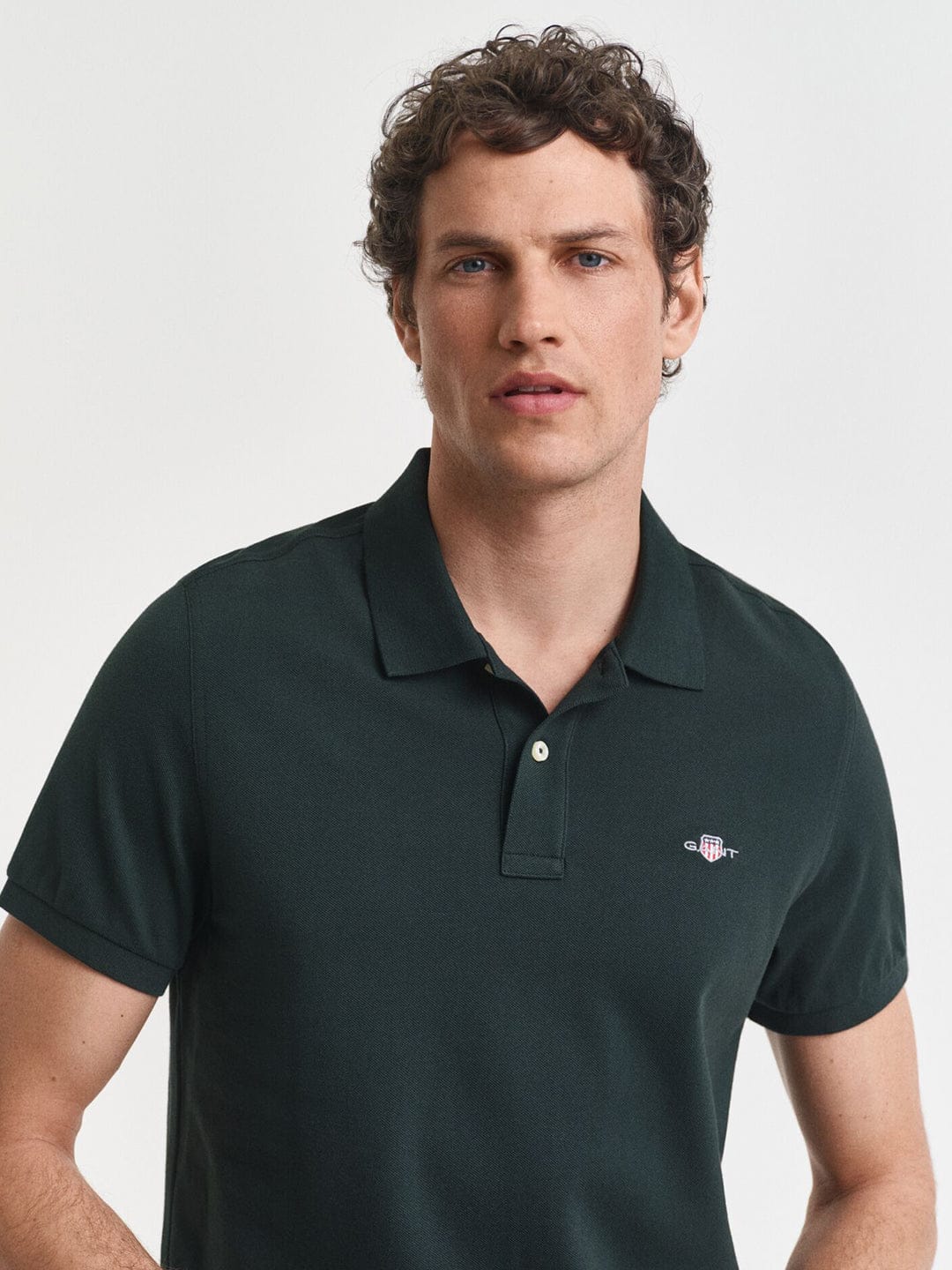 Gant Men Green Solid Polo Tshirt