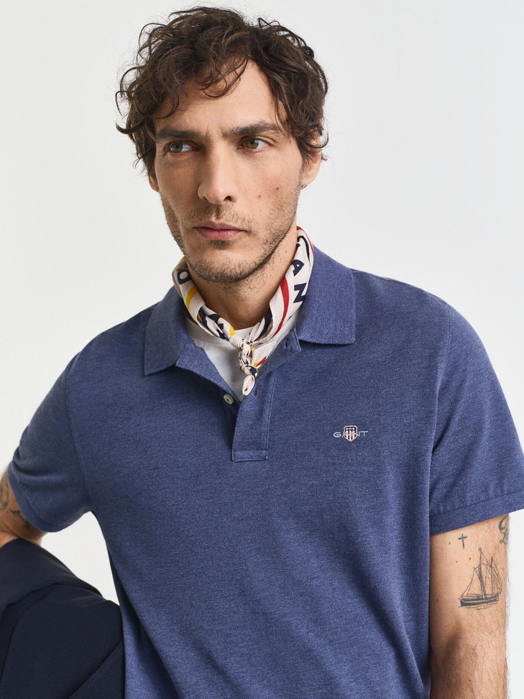 Gant Men Blue Solid Polo Tshirt